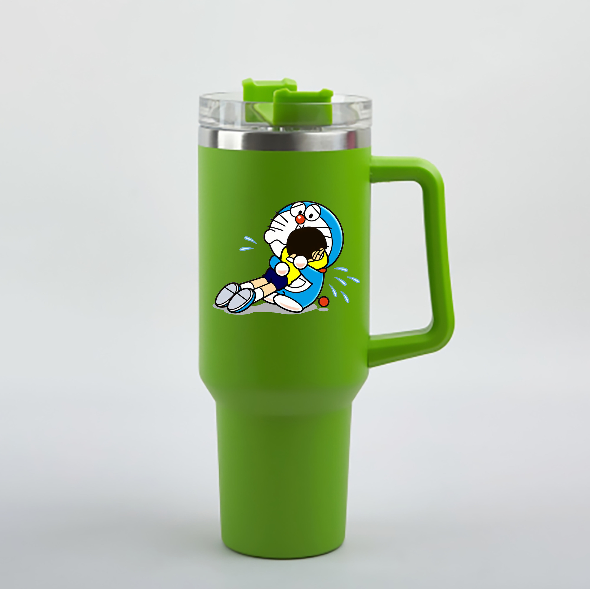 （画像用） ドラえもん Doraemon 1200mL車用タンブラー - クリスタルステッカー（プラスチックストロー付き）